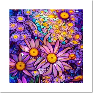 Stained Glass Flowers Posters and Art